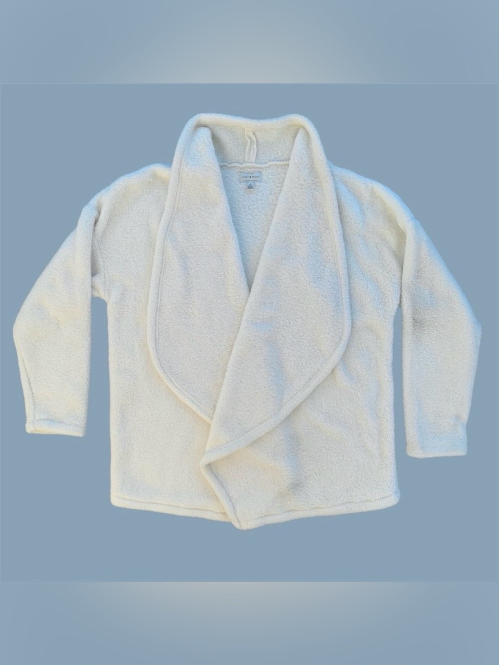 Lucky Brand Winter White Fleece Open Front Cardigan Sweater ~ Women’s Large